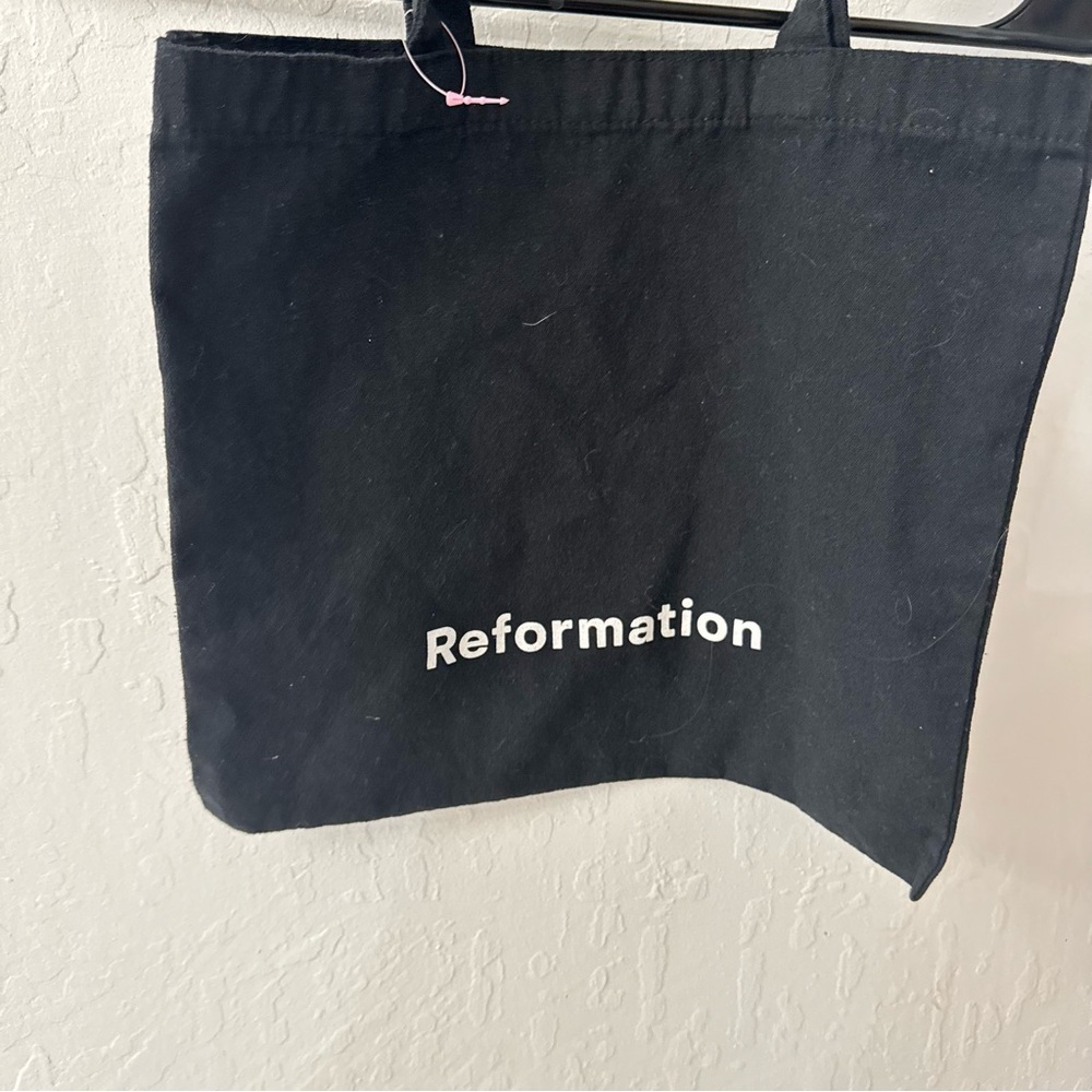 Reformation Black Canvas Tote Bag Minimalist Eco-Friendly Resuable Small Size - Picture 2 of 2